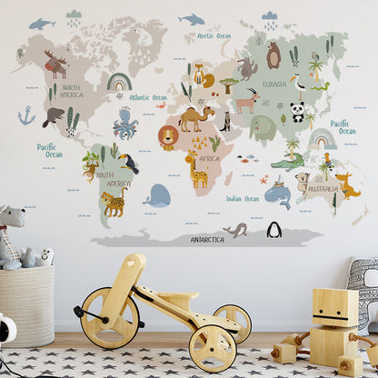 Animals around the world wall stickers